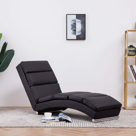 Chaise longue kunstleer bruin  1