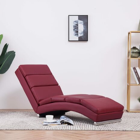 Chaise longue kunstleer wijnrood 1