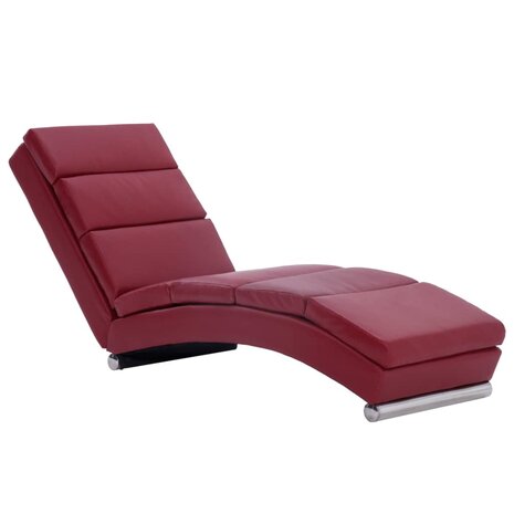 Chaise longue kunstleer wijnrood 2