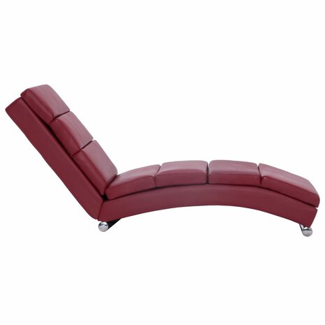 Chaise longue kunstleer wijnrood 3