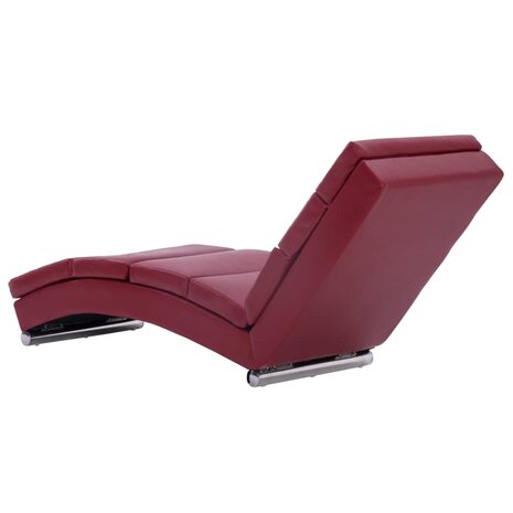 Chaise longue kunstleer wijnrood 4