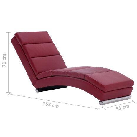 Chaise longue kunstleer wijnrood 8