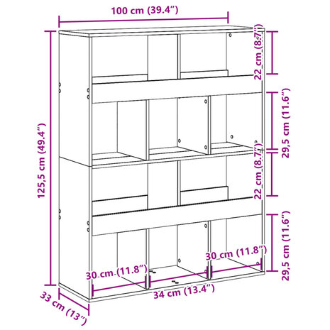 Boekenkast 100x33x125,5 cm bewerkt hout wit 9