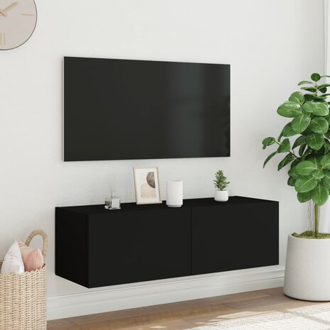 Tv-wandmeubel met LED-verlichting 100x35x31 cm zwart 6