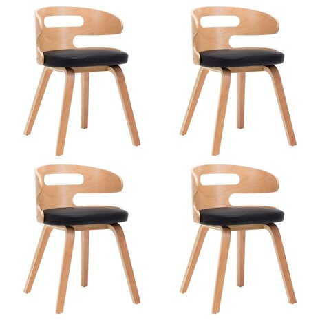 Eetkamerstoelen 4 st gebogen hout en kunstleer zwart 2