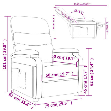 Massagestoel stof donkergrijs 11