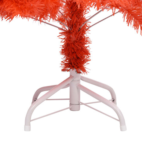 Kunstkerstboom met verlichting en kerstballen 150 cm PVC rood 3