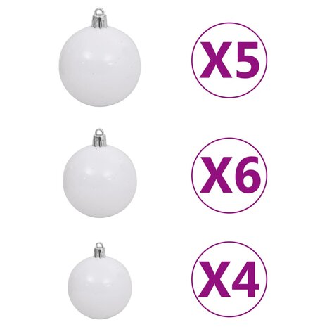 Kunstkerstboom met verlichting en kerstballen 150 cm PVC rood 8