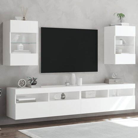 Tv-wandmeubels met LED-verlichting 2 st 40x30x60,5 cm wit 1