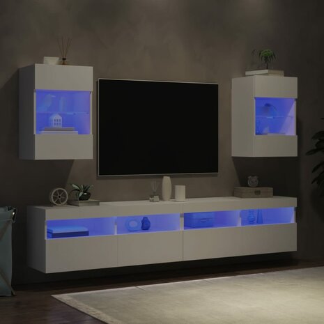 Tv-wandmeubels met LED-verlichting 2 st 40x30x60,5 cm wit 3