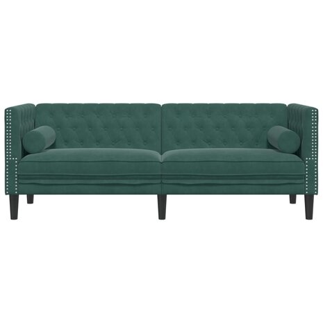 Driezitsbank Chesterfield-stijl en bolsters fluweel donkergroen 4