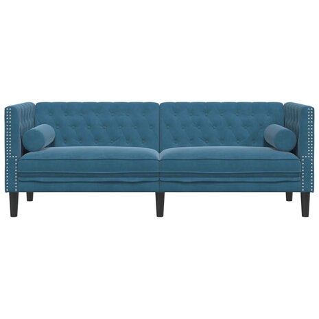 Driezitsbank Chesterfield-stijl met bolsters fluweel blauw 4