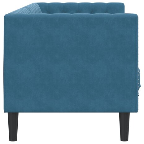 Driezitsbank Chesterfield-stijl met bolsters fluweel blauw 5