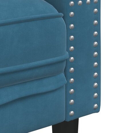 Driezitsbank Chesterfield-stijl met bolsters fluweel blauw 7