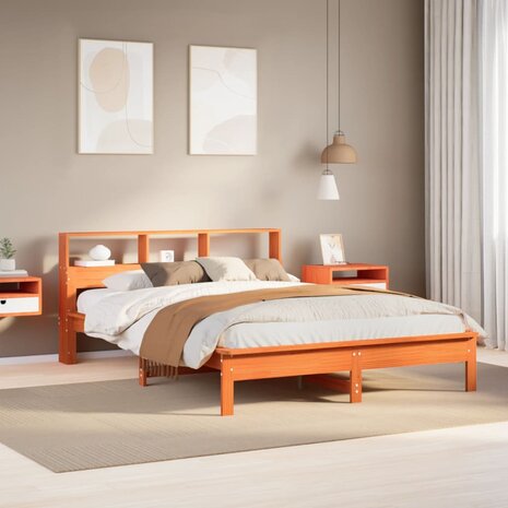 Bed met matras massief grenenhout wasbruin 140x190 cm 1