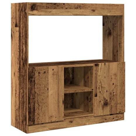 Hoge kast 92x33x100 cm bewerkt hout oud houtkleurig 2