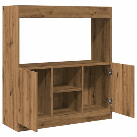 Hoge kast 92x33x100 cm bewerkt hout artisanaal eikenkleur 8