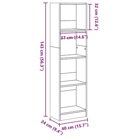 Boekenkast 40x24x143 cm bewerkt hout zwart 9