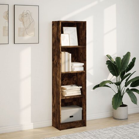 Boekenkast 40x24x143 cm bewerkt hout gerookt eikenkleurig 3