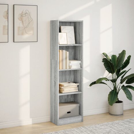 Boekenkast 40x24x143 cm bewerkt hout grijs sonoma eikenkleurig 3