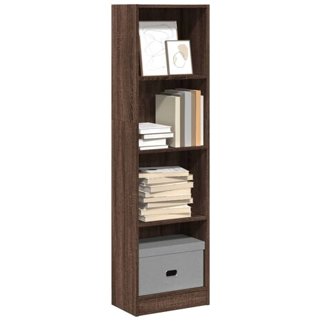 Boekenkast 40x24x143 cm bewerkt hout bruin eikenkleurig 1