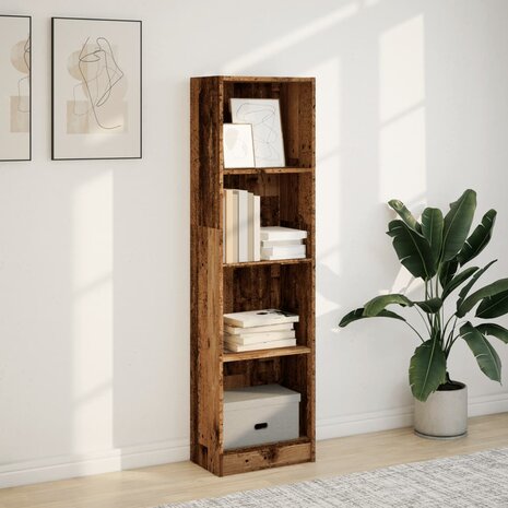 Boekenkast 40x24x143 cm bewerkt hout oud houtkleurig 3