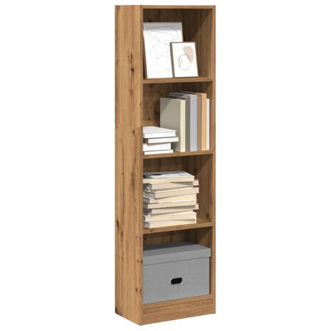 Boekenkast 40x24x143 cm bewerkt hout artisanaal eikenkleurig 1