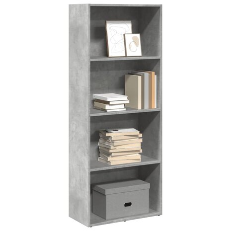 Boekenkast 60x30x152 cm bewerkt hout betongrijs 1