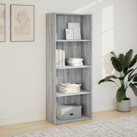 Boekenkast 60x30x152 cm bewerkt hout grijs sonoma eikenkleurig 3