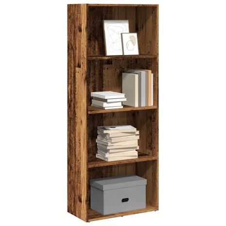 Boekenkast 60x30x152 cm bewerkt hout oud houtkleurig 1