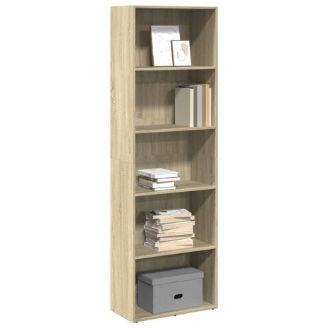 Boekenkast 60x30x189 cm bewerkt hout sonoma eikenkleurig 1