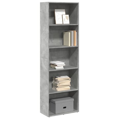 Boekenkast 60x30x189 cm bewerkt hout betongrijs 1