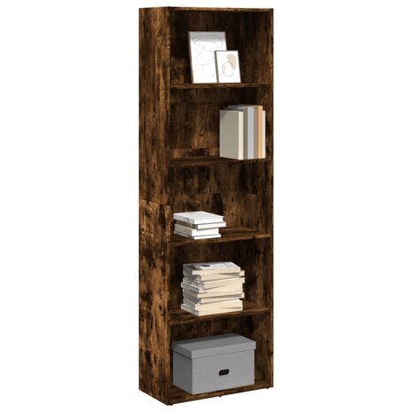 Boekenkast 60x30x189 cm bewerkt hout gerookt eikenkleurig 1