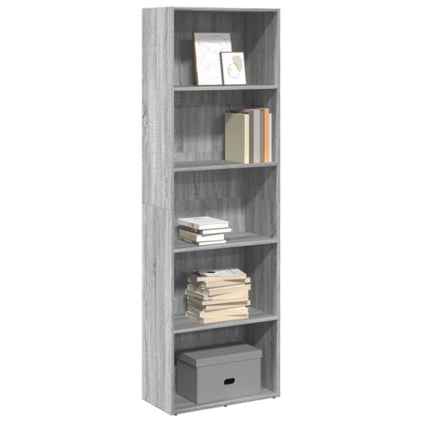 Boekenkast 60x30x189 cm bewerkt hout grijs sonoma eikenkleurig 1