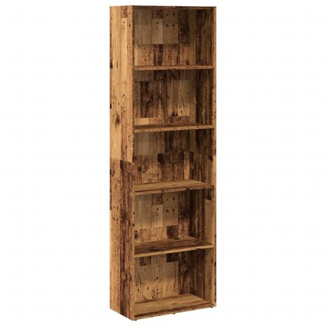 Boekenkast 60x30x189 cm bewerkt hout oud houtkleurig 2