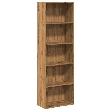 Boekenkast 60x30x189 cm bewerkt hout artisanaal eikenkleurig 2