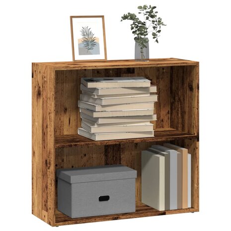 Boekenkast 80x30x77 cm bewerkt hout oud houtkleurig 1