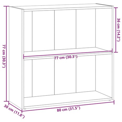 Boekenkast 80x30x77 cm bewerkt hout artisanaal eikenkleurig 9