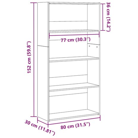 Boekenkast 80x30x152 cm bewerkt hout wit 9