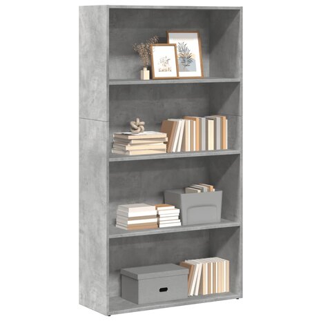 Boekenkast 80x30x152 cm bewerkt hout betongrijs 1