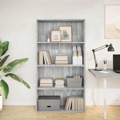 Boekenkast 80x30x152 cm bewerkt hout grijs sonoma eikenkleurig 3