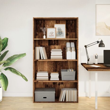 Boekenkast 80x30x152 cm bewerkt hout oud houtkleurig 3