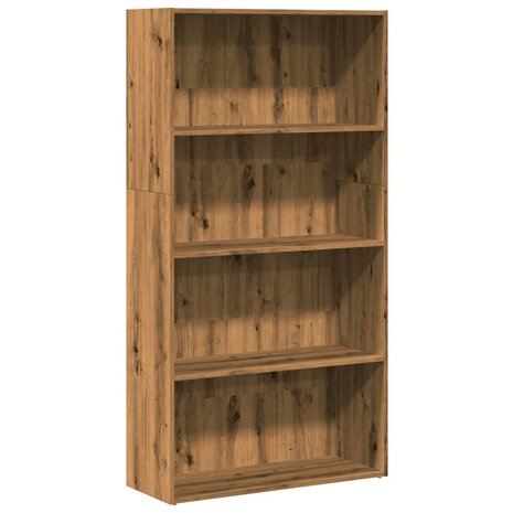 Boekenkast 80x30x152 cm bewerkt hout artisanaal eikenkleurig 2