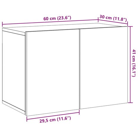 Tv-meubel wandgemonteerd 60x30x41 cm artisanaal eikenkleurig 12