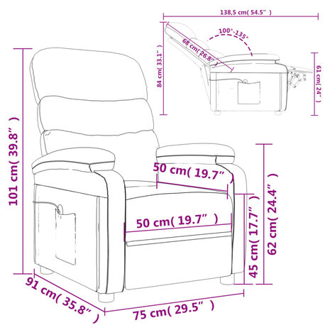 Massagestoel stof zwart 11