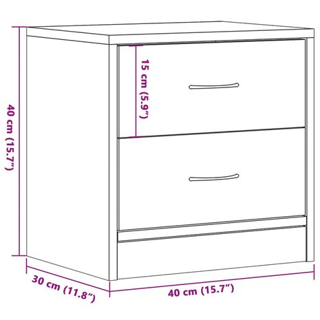 Nachtkastjes 2 st 40x30x40 cm bewerkt hout artisanaal eiken 10