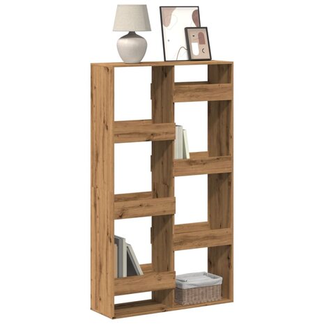 Boekenkast 100x33x175 cm bewerkt hout artisanaal eikenkleur 1