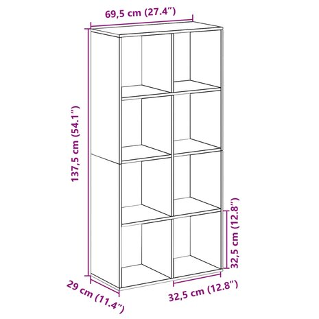 Kamerscherm / boekenkast 69,5x29x137,5 cm bewerkt hout wit 11