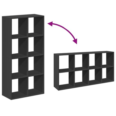 Kamerscherm / boekenkast 69,5x29x137,5 cm bewerkt hout zwart 8