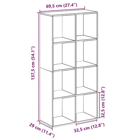 Kamerscherm / boekenkast 69,5x29x137,5 cm hout betongrijs 11